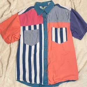 Teez Me Vintage Men’s Color Blocked Button Up